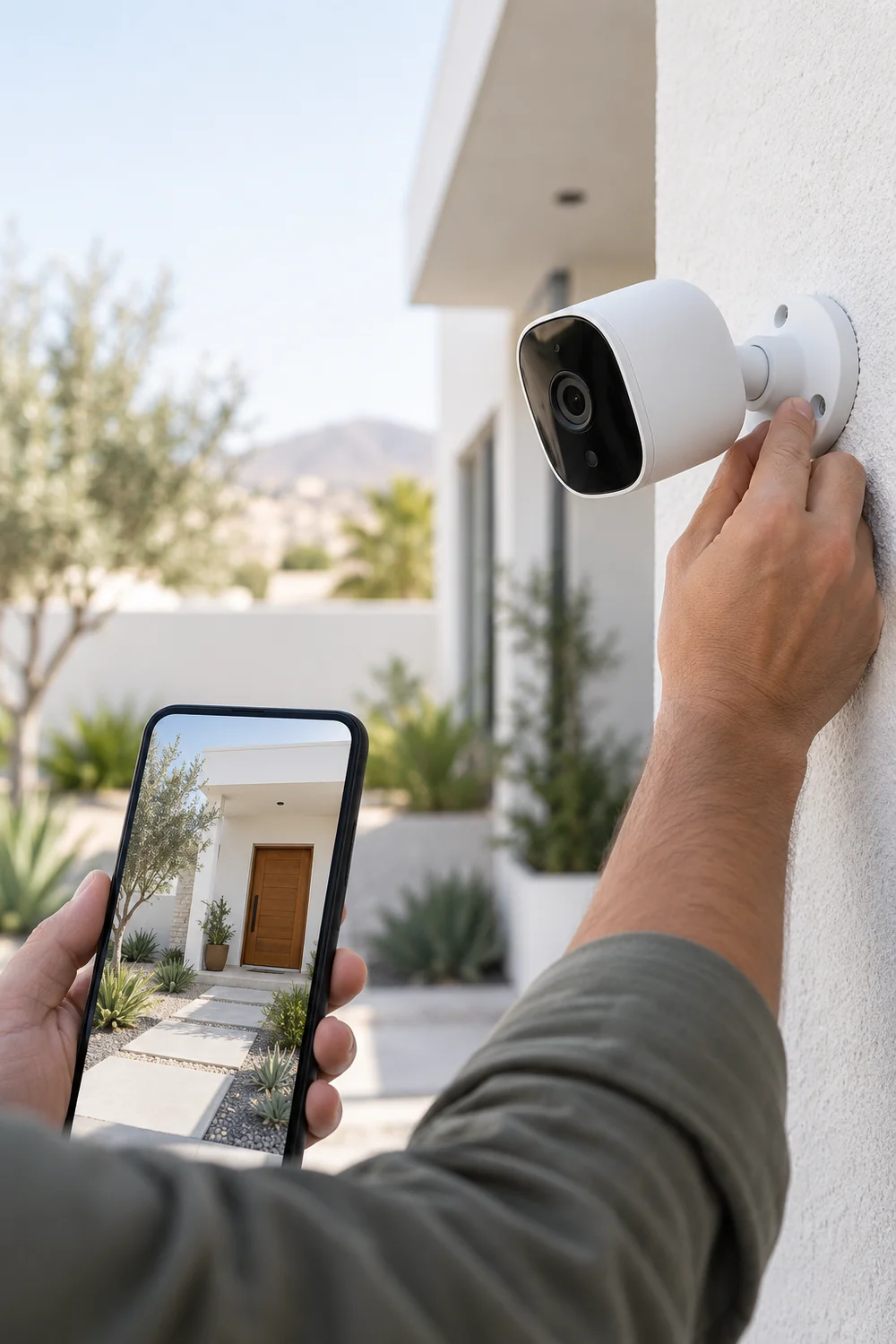 Cámara de seguridad instalada en una casa
